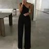 Summer Women Fashion Sexy One Shoulder Club Romper Bodysuit Elegant Wide Leg Jumpsuit Office Lady Casual Ovealls 240409