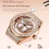 Zegarki WristWatches damskie Olevs Womens Es 360 obracaj diamentowy motyl luksusowy stal nierdzewna wodoodporna skórzana skórzana pasek dla kobiet240409