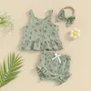 Bekleidungssets Säuglings Kleinkind Baby Girl Kleidung Sommer Blumendruck Tanktops Shorts Stirnband -Outfits