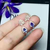 Stud -oorbellen natuurlijke en echte Tanzanite oorrel 925 Sterling zilveren fijne sieraden voor verloving