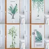 Оконные наклейки зеленый растение стеклянная пленка матовая стена в ванной комнате в ванной комнате.