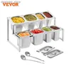 Food Jars Canisters VEVOR Commercial Spice Rack Seasonin Oranizer 2-10Pans Stainless Steel Home Expandable Shelf Food Inredients Soup Container L49
