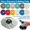 14st Diamond Polishing Pads 4in Round Diamond Sanding Pad Återanvändbar Våt torrmarmor Granitpoleringskuddar med M14 -stöddyna