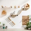 1pcCat Scratching Climbing Post Wall-mounted Cat Hammock Bed Pet Furniture Kitten Wall Shelf Set Cat Perch Wooden Cat Tree House 240401