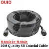 OUIO 10 Meters Premium 5D Coaxial Cable N Male to N Male Connector Loss Coax Antenna Cable for Mobile Cell Phone Signal Booster