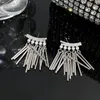 Dangle Küpeler Freetry Hiperbol Metal Tüpü Windchimes Püskül Kadınlar Moda Kakma Rhinestone İnci Asma Küpe Brincos Bijoux