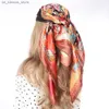 Scarves 90x90CM Silk Scarf Women Headband Birthday Party Headscarf Foulard Femme Luxe Marque Bandana Hair Band Bandeau Cheveux Hoofddoek240409