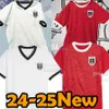 24/25 Österrike Soccer Jersey National Team 2024 2025 Hemröd bort Vita män Kids Football Shirt