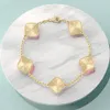 Van 925 Bracelet Bracelet de trèfle en argent sterling bracelet de luxe Bracelet à quatre feuilles Bracelets 18k Gold Plate Agate Diamond Fashion Love Chain Chaîne de charme pour femmes Gift Paty Gift