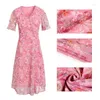 Party Dresses Women Summer Casual Dress Ladies Middle-aged Print Short Sleeve Pleated Female Vintage V-neck Vestidos