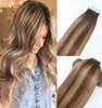 Hud Weft -tejp i mänskliga hårförlängningar PU Tejp Hår 40pcs Set 14 24 tum Balayage Ombre Hair Color Highlight Hairstyle5597616