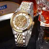 Zegarstka Mężczyźni Chińskie 3D Dragon Dial Automatyczne zegarki mechaniczne dla zegarek zegarek Stalowy pasek Wodoodporny mężczyzna