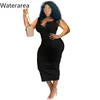 Casual Dresses WaterArea Solid Sexig ärmlösa knappar Fashion Sticking Bodycon Summer Dress Women Elegant Evening 2024