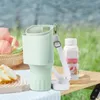 Silicone Water Bottle Holder Bag with Storage Pocket Shoulder Strap Sleeve AntiScratch Cup Cover Accessories 240409