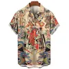 Men's Casual Shirts Mens Summer Floral Oversized Hawaiian Short Sleeve Shirt Y2k Casual Goth Custom Human Elements Street Style Original Clothing 240409