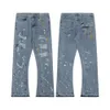 Frauen mit blau hoher Taille Weitbeinjeans - Designer Joggers Hosen