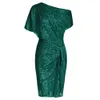 Suknie koktajlowe GK dla kobiet cekinowych sukienki imprezowe Summer Summed z krótkim rękawem Asymetryczne odchylone na ramię Vestidos 240327