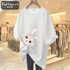 Summer Cartoon Tshirt Cotton King Size Womens Cute Rabbit Print Kawaii Plus 240409