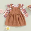 Clothing Sets Spring Infant Baby Girls Autumn Outfit Long Sleeve Floral Romper Corduroy Suspender Skirt Clothes