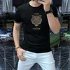 2024 Heren Damesontwerper Hot Drill Tiger Head Letter Fashion Athleisure T-shirt Katoen Casual T-stukken Luxe hiphop streetwear T-shirts maat m-4XL