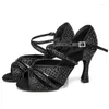 Chaussures de danse dkzsyim latin femelle femelle or / argent perle en ramie boucle salsa high hells