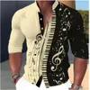 Chemises décontractées pour hommes Mentes à chaud bouton musical de musique stand up collier simple poitrine longue chemise street confortable mens de tissu confortable 2449