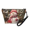 Cosmetic Bags Snowman Printed For Women Travel Large Storage High Quality Design Hygienic Toiletry Bag Christmas