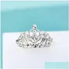 Cluster Rings 1Pcs Real Pt950 Pure Platinum 950 Band Women Gift Lucky Shiny Carved Crown Ring Drop Delivery Jewelry Dhiwn