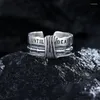 Clusterringe Vintage -Schriftzug bis zum Tod Weiteröffnungsring für Männer Silber Farbe Persönlichkeit Metall Finger Männlich Punk Party Schmuck Geschenk