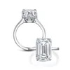 Anelli a grappolo Iogou 6 Emerald Cut Solitaire Ring per Women Engagement Wedding 925 Gioielli in argento sterling Sona Regali