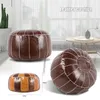 Pillow Nordic Style 55x30cm Moroccan PU Leather Pouf Craft Ottoman Footstool Round Large Artificial Unstuffed