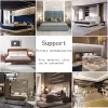 New 2024 Customize Italian Luxury Bedroom Furniture High End Leather Double Bed Big Headboard Luxury Modern King Size Bed