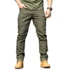 Calça masculina cargo de moda do homem trabalho tático de safári de longa calça de calça longa esportes de caminhada de vários bolsos ao ar livre