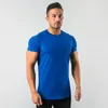 Moda sade üstleri tees fitness erkek tişört kısa kollu kas joggers vücut geliştirme tişört erkek spor kıyafetleri ince fit gömlek 240321