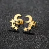 Boucles d'oreilles Stud Simple Moon Star Piercing Eore pour femmes Cadeaux de fête de bijoux Tragus bijoux en acier inoxydable vintage