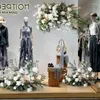 Decorative Flowers White Wedding Arch Backdrop Decor Artificial Flower Row Arrangement Hanging Corner Party Table Centerpiece Floral