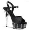 Chaussures de danse Femmes Sandales Boucle Brotte Toe Talons minces 15 cm High Peep Wedding