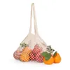 収納バッグコットンメッシュネットストリングショッピングバッグ再利用可能な折りたたみ式フルーツハンドバッグトート女性食料品トート