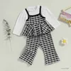 Kleidungssets Pudcoco Kleinkinder Kinder Baby Girl Herbst Kleidung Plaid Druck Langarm gefälschte zwei Teile Flare Hosen 2pcs Winter-Outfit 1-5T