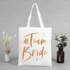 Sacchetti della spesa team bride borse da donna tela tela ad altezza della festa eco shopper spalla da sposa con la damigella d'onore