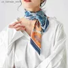 Scarves Womens% Silk Square Scarf Fashion Printed Small Neck Scarf Office Womens Hair Band Founder Kerchief Womens Ribbon Shawl240409