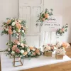 Mesa de arreglo de fila de flores artificial, bola floral, accesorios de fondo de bodas, decoración de letreros de bienvenida, flores de esquina, exhibición de fiesta