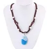 Pendant Necklaces New 2020 Blue Stone Glow Pendant Necklace Polynesian Ocean Princess Mona Rope Chain Necklace Womens Fashion JewelryQ