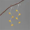 Dangle Earrings INATURE 925 Sterling Silver Handmade Jewelry Natural Amber Long Tassel