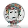 Figurines décoratives mode Portrait Plaque suspendue Round Beauty Face Play Plat Cerrac Craft Back Ground Decor Assiette