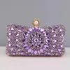 Full Diamonds Evening Bags Acrylic Flower Rhinestones Clutch Bags Metal Pearl Luxury Prom Wedding Dinner Handbags 240329