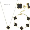 Never Fade Jewelry Sets Pendant Fashion Earring Bracelet Necklace Four Leaf Clover Lucky Set Wedding Women Bridal Jewelry Sets