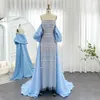 Sharon ha detto che lussuoso abito da sera verde Dubai Sage con Cape 2024 Arabo Blue Sky Lilla Elegant Women Wedding Party Gowns SS238 240328