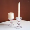 Kerzenhalter klassischer Retro -Stil Einfacher Glas Kerzenlestick Französische romantische Kerzenlicht -Esstisch Wohnzimmer Dekoration