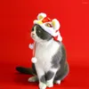 Собачья одежда зимняя шляпа для питомца дышащий китайский стиль дизайн мультфильма плюш мягкий теплый лев танец для собак кошки год